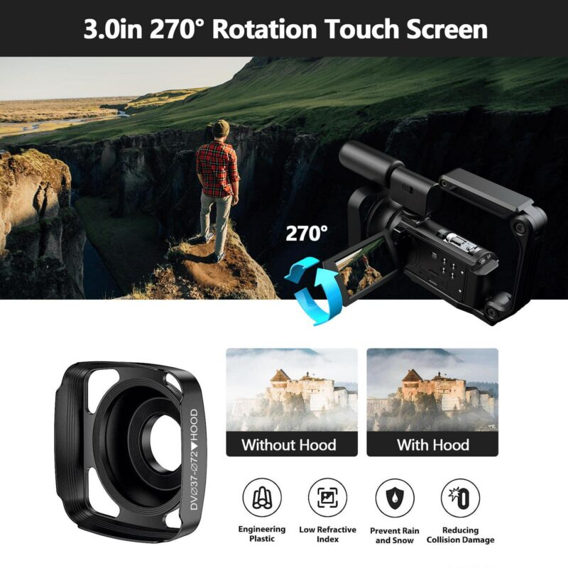 Campark AC12 5K 25FPS Video Camera 56MP Photo 3a Touch Screen Digital Camcorder for Vlogging Youtube - Image 3