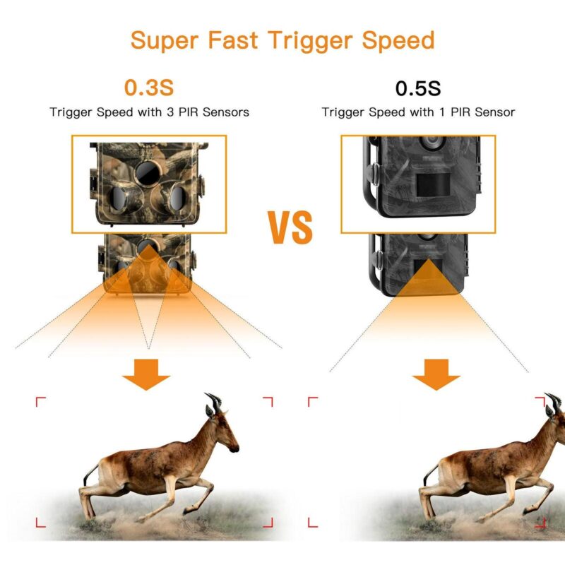 Campark T45A Trail Camera 4K 42MP Deer Game Hunting Camera with 3 Infrared Sensors Motion Activated Night Vision Waterproof for Wildlife Trail Monitor - Image 7