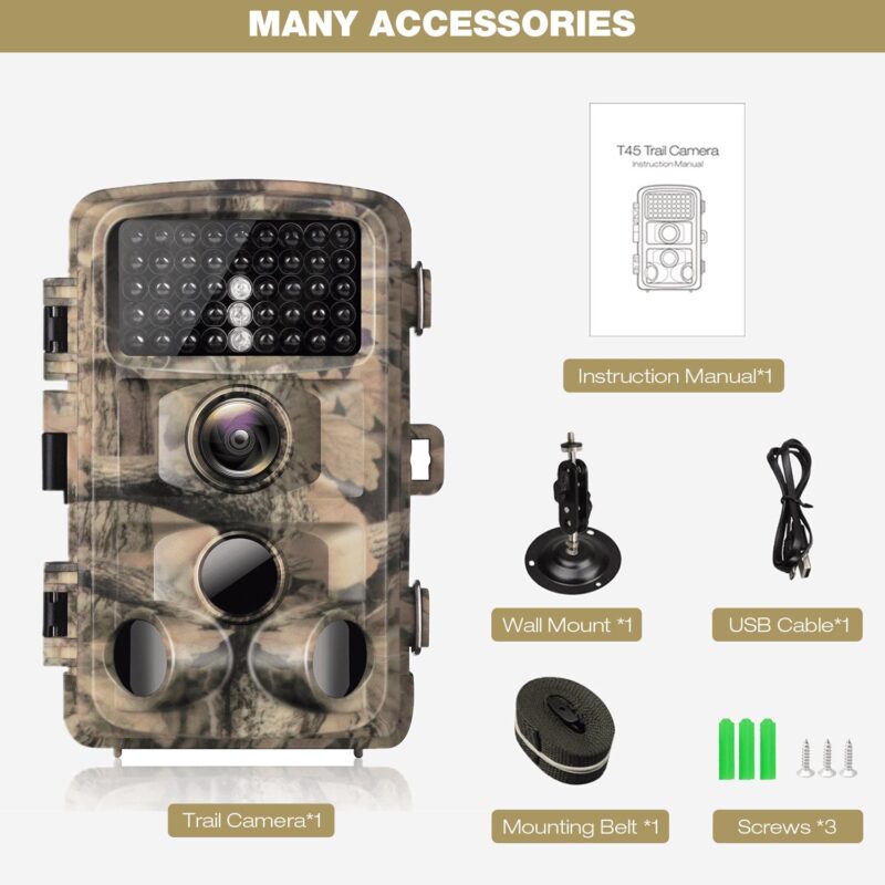 Campark T45A Trail Camera 4K 42MP Deer Game Hunting Camera with 3 Infrared Sensors Motion Activated Night Vision Waterproof for Wildlife Trail Monitor - Image 9