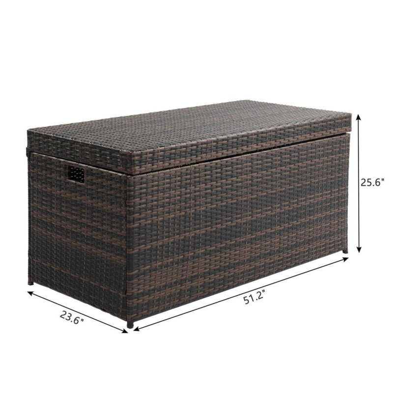Canddidliike 132 Gallon Outdoor Wicker Deck Box, Rattan Style Garden Storage Bin Box - 51 x24 x26 , Brown - Image 3