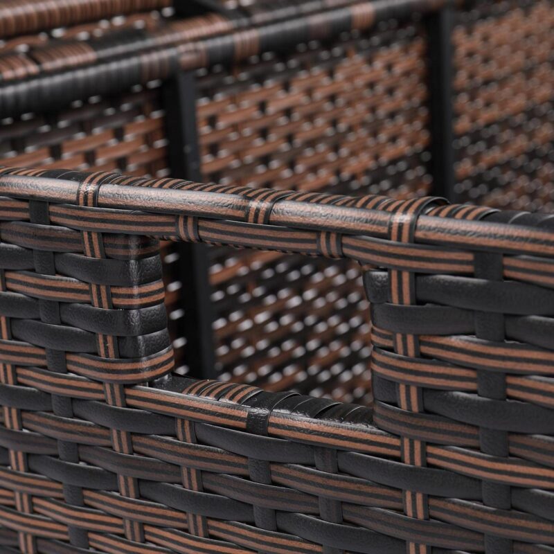 Canddidliike 132 Gallon Outdoor Wicker Deck Box, Rattan Style Garden Storage Bin Box - 51 x24 x26 , Brown - Image 4