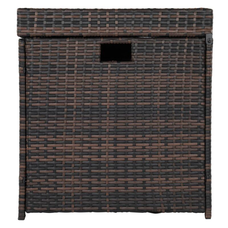Canddidliike 132 Gallon Outdoor Wicker Deck Box, Rattan Style Garden Storage Bin Box - 51 x24 x26 , Brown - Image 5