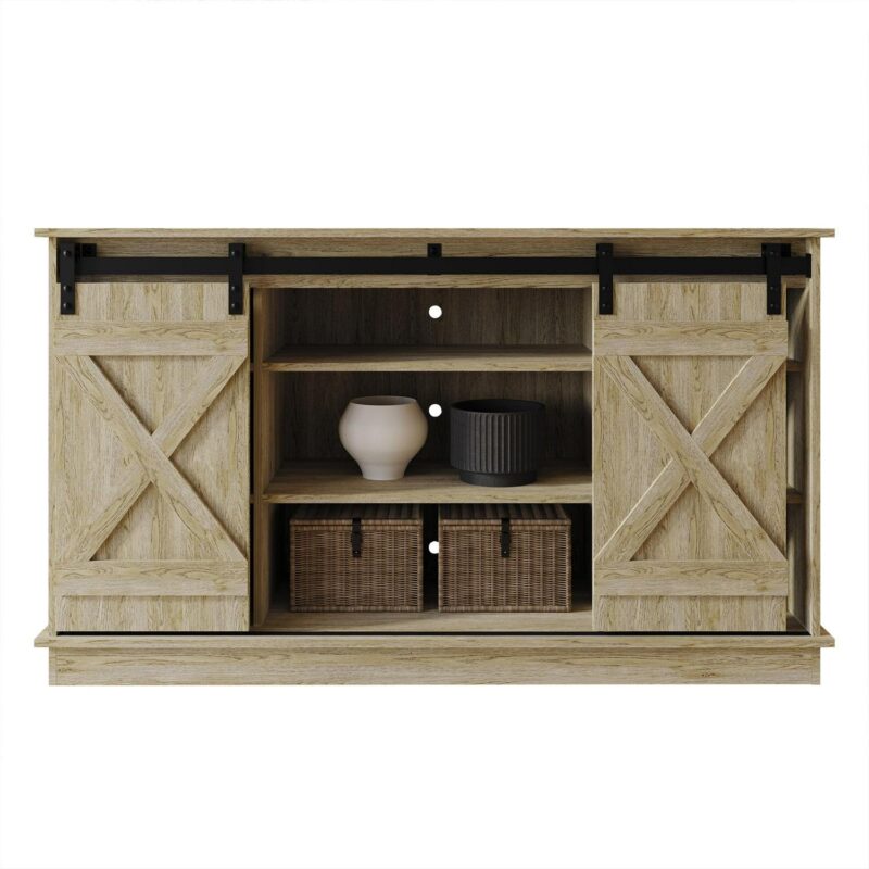 Castle Place Vintage 54  TV Stand Console for TVs up to 65 , Sanremo Light Oak - Image 3