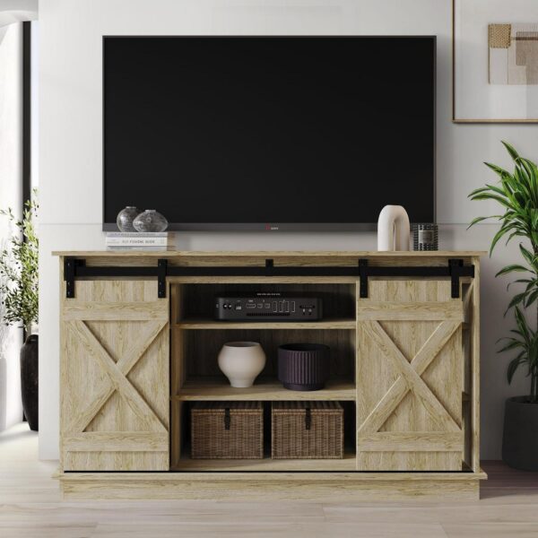 Castle Place Vintage 54  TV Stand Console for TVs up to 65 , Sanremo Light Oak