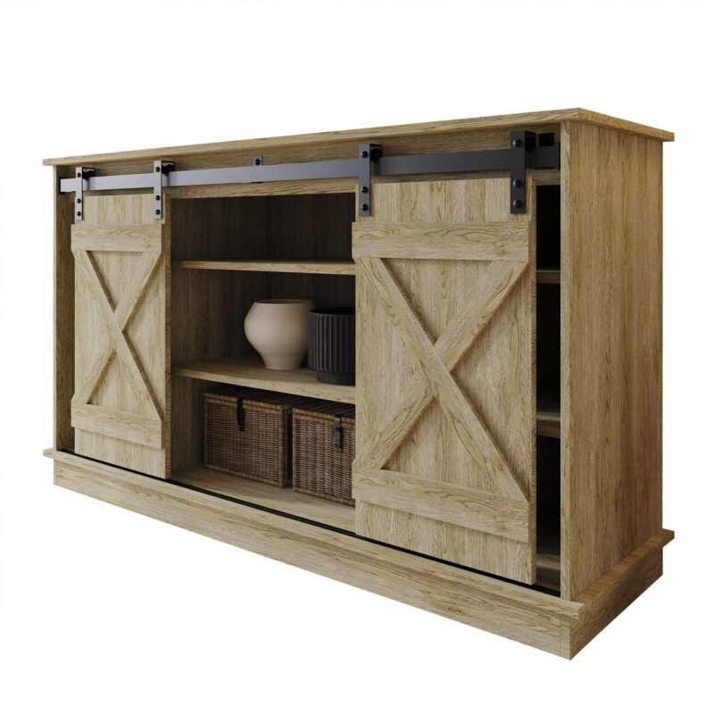 Castle Place Vintage 54  TV Stand Console for TVs up to 65 , Sanremo Light Oak - Image 7