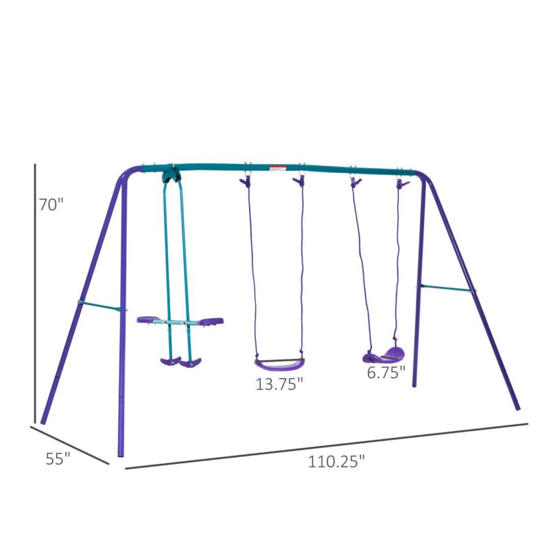 Children's Playground Set, Adjustable Ropes With Metal Frame For Stability - Image 2