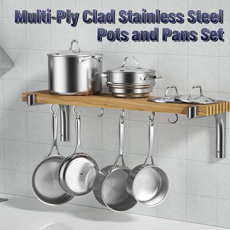 Cooks Standard Stainless Steel Kitchen Cookware Sets 10-Piece, Multi-Ply Full Clad Pots and Pans Cooking Set with Fry Pan, Dishwasher Safe, Oven Safe 500A F - Image 3