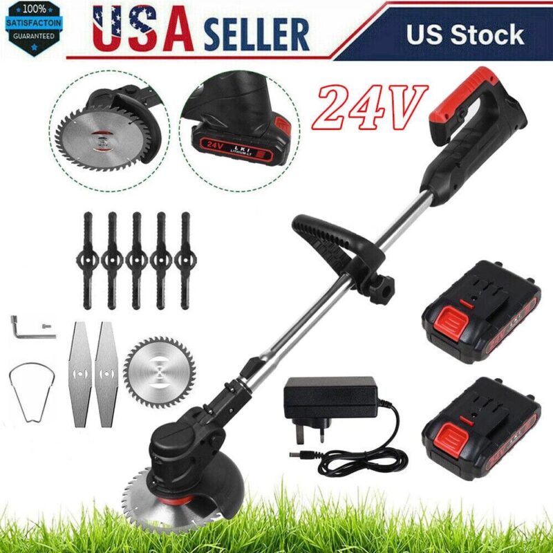 Cordless Weed Eater Grass Trimmer Battery Powered 24V 3000mAh, Electric Weed Wacker Brush Cutter,Height Adjustable Edger Trimmer Mini-Mower 2-in-1 Cutting Tool - Image 2