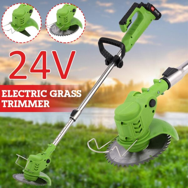 Cordless Weed Wacker Brush Cutter Battery Powered, Suncanri 24V Grass Edger Lawn Tool, Electric Weed Eater Lightweight Grass Trimmer for Home Garden, Lawn, Yard, Bush Trimming and Pruning(2 Batteries)