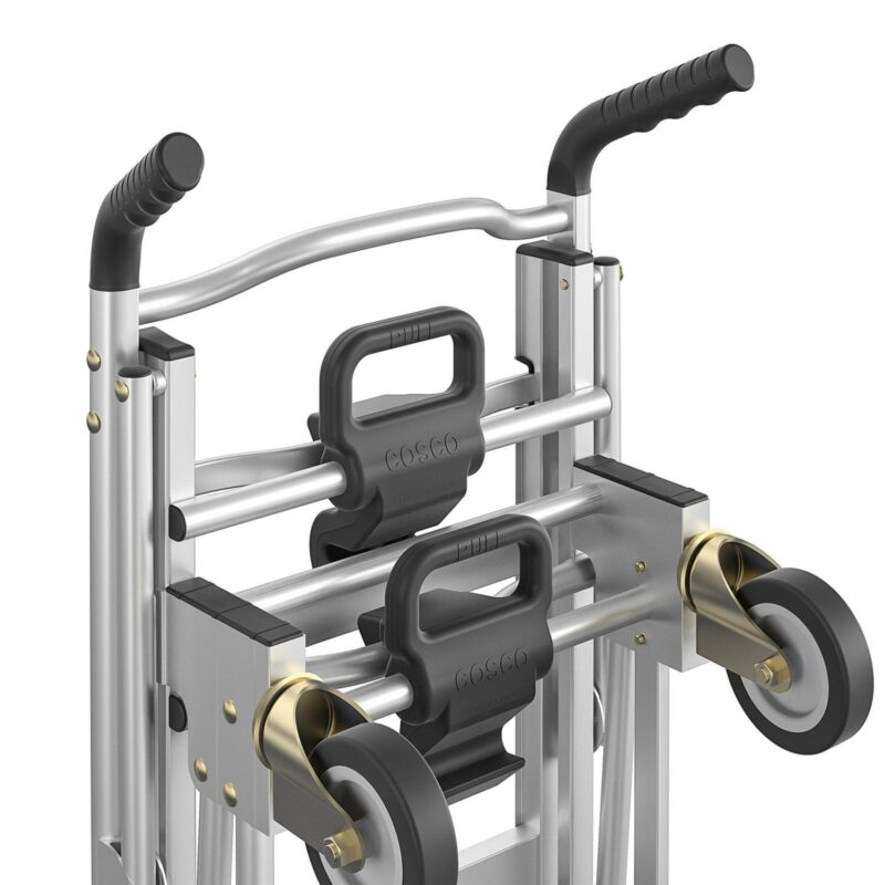 Cosco 3-in-1 Assist Series Aluminum Hand Truck/Assisted Hand Truck/Cart w/ flat free wheels, Silver - Image 4