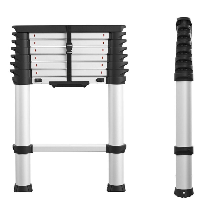 Cosco 8.5 Ft SmartClose Aluminum Telescoping Ladder with Tray Cap and Type 1A 300-Pound Capacity, 12 Ft Max Reach - Image 4