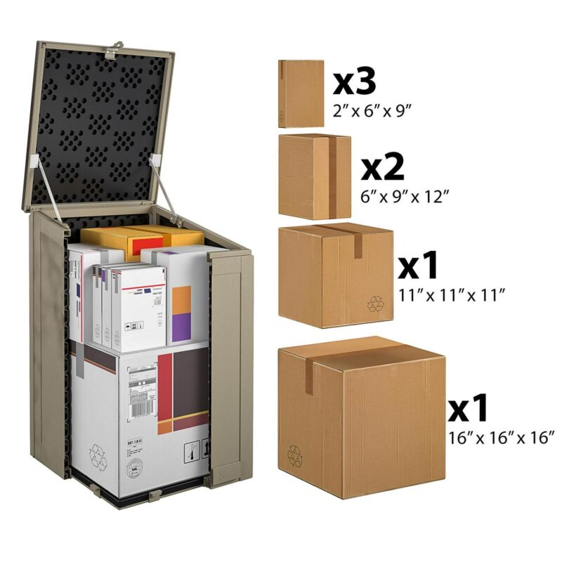 Cosco Outdoor Living BoxGuard, Large Lockable Package Delivery and Storage Box, 6.3 cubic ft, Tan - Image 3