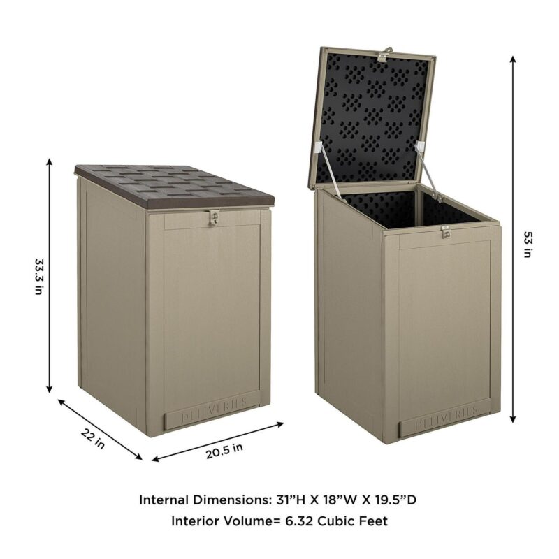 Cosco Outdoor Living BoxGuard, Large Lockable Package Delivery and Storage Box, 6.3 cubic ft, Tan - Image 6