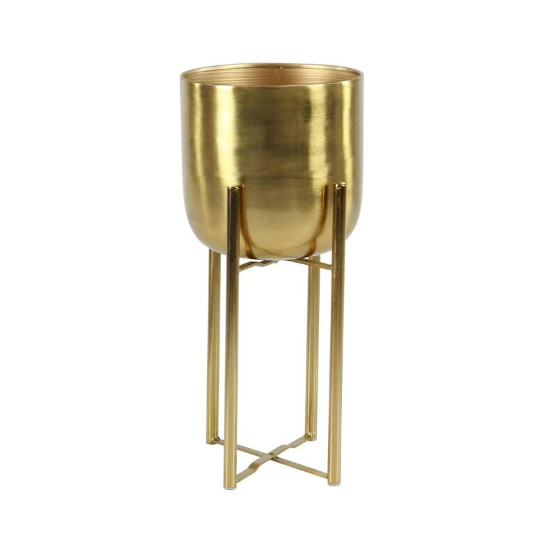 Cosmoliving by Cosmopolitan Glamorous and Elegant Indoor/Outdoor Gold Metal Round Dome Shaped Planter in Stands, Set of 2,19 , 22 H - Image 7