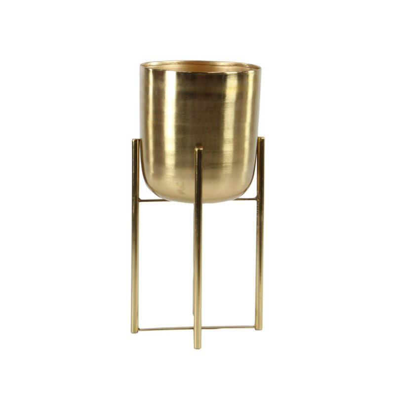 Cosmoliving by Cosmopolitan Glamorous and Elegant Indoor/Outdoor Gold Metal Round Dome Shaped Planter in Stands, Set of 2,19 , 22 H - Image 6