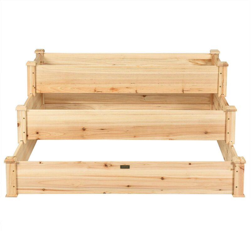 Costway 3 Tier Wooden Raised Vegetable Garden Bed Elevated Planter Kit Outdoor Gardening - Image 11