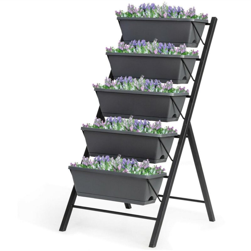 Costway 4 ft Vertical Raised Garden Bed 5-Tier Planter Box for Patio Balcony Flower Herb - Image 9