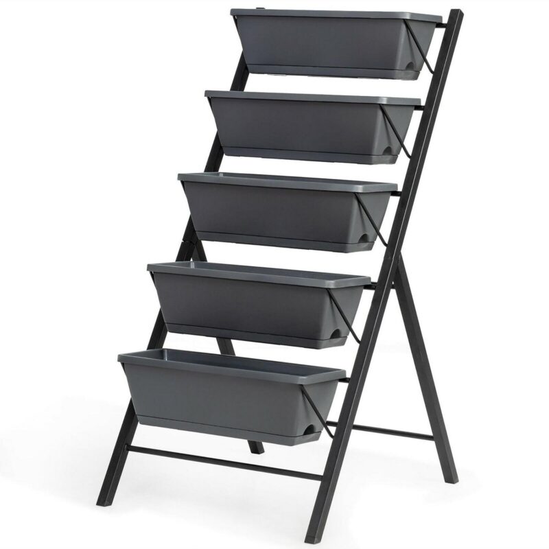 Costway 4 ft Vertical Raised Garden Bed 5-Tier Planter Box for Patio Balcony Flower Herb - Image 10