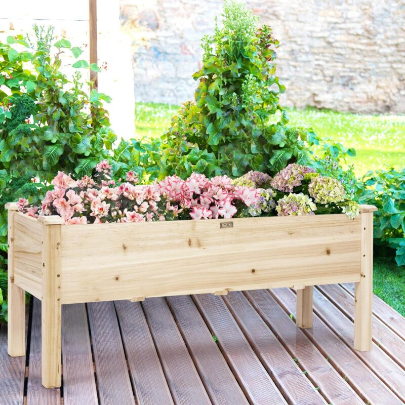 Costway Raised Garden Bed Elevated Planter Box Wood for Vegetable Flower Herb - Image 2