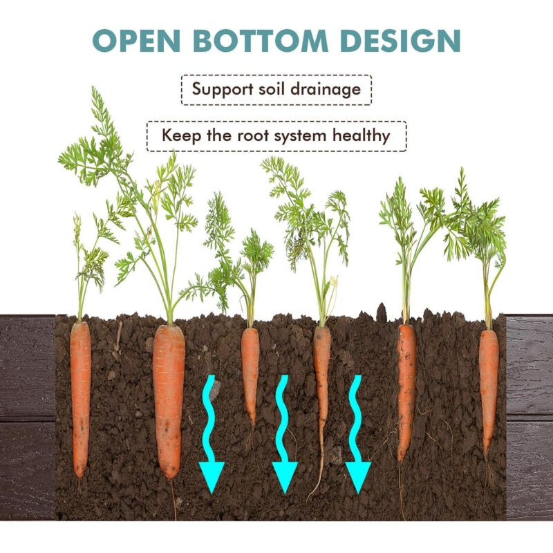 Costway Raised Garden Bed Set for Vegetable Flower Gardening Planter Brown - Image 4