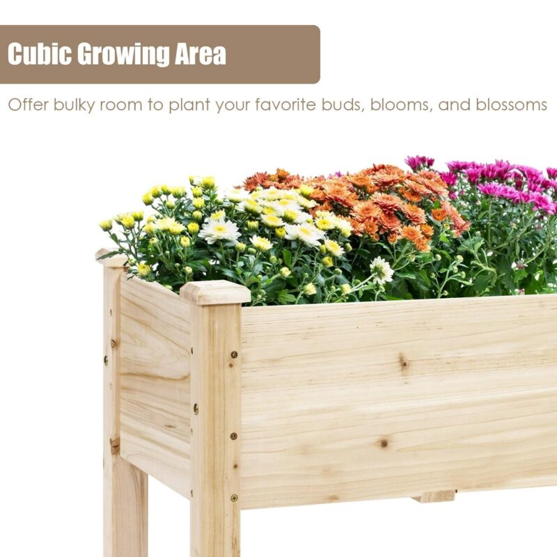 Costway Raised Garden Bed Elevated Planter Box Wood for Vegetable Flower Herb - Image 6
