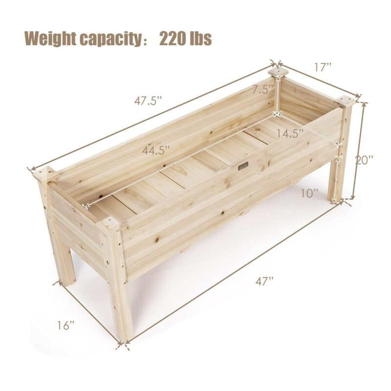 Costway Raised Garden Bed Elevated Planter Box Wood for Vegetable Flower Herb - Image 5