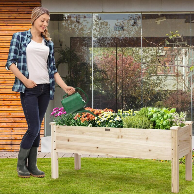 Costway Raised Garden Bed Elevated Planter Box Wood for Vegetable Flower Herb - Image 3