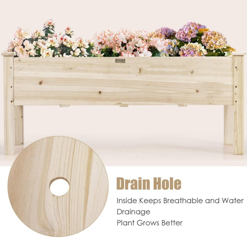 Costway Raised Garden Bed Elevated Planter Box Wood for Vegetable Flower Herb - Image 7