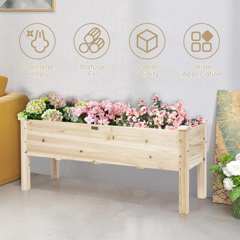Costway Raised Garden Bed Elevated Planter Box Wood for Vegetable Flower Herb - Image 4
