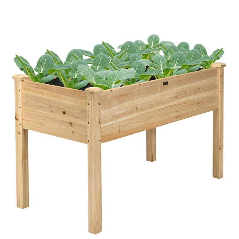 Costway Wooden Raised Vegetable Garden Bed Elevated Grow Vegetable Planter Natural - Image 11