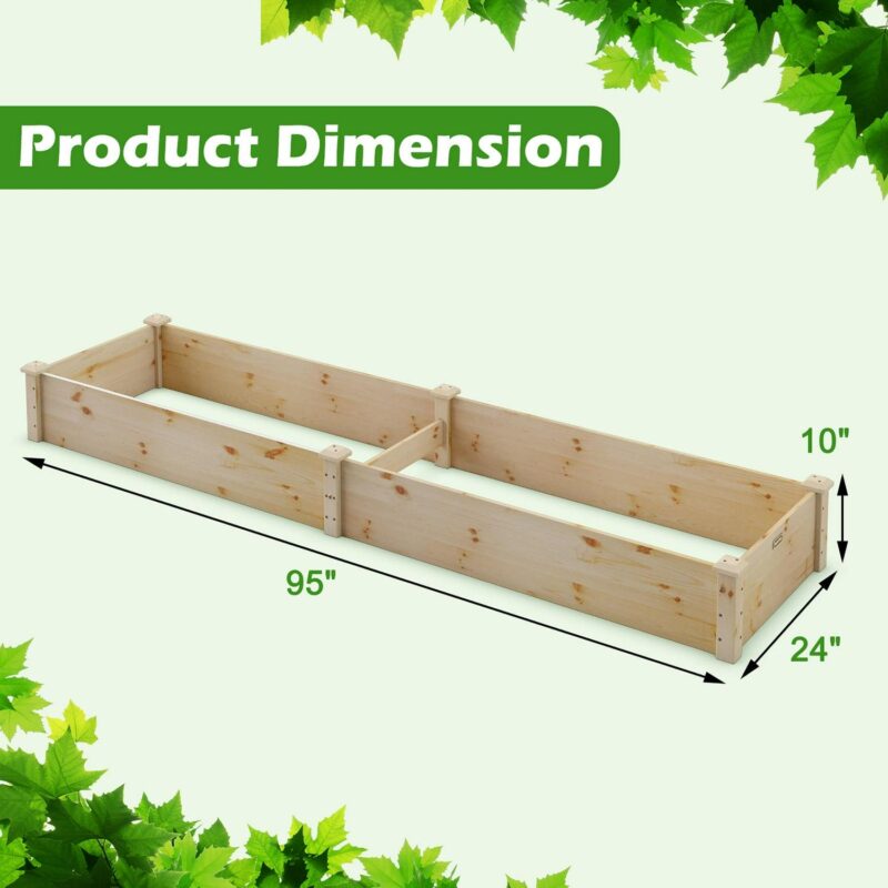Costway Wooden Raised Garden Bed Outdoor Wood Planter Box for Vegetables Flowers Fruit - Image 3