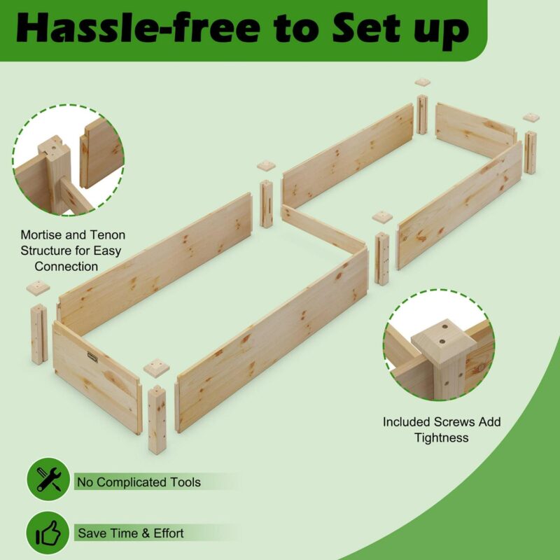 Costway Wooden Raised Garden Bed Outdoor Wood Planter Box for Vegetables Flowers Fruit - Image 8