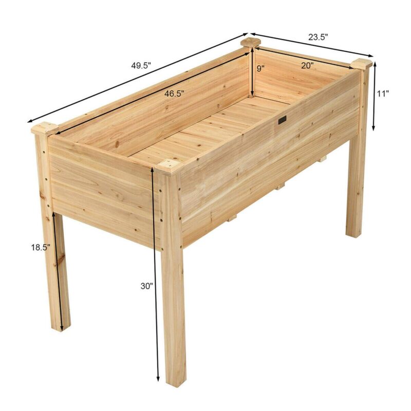 Costway Wooden Raised Vegetable Garden Bed Elevated Grow Vegetable Planter Natural - Image 3