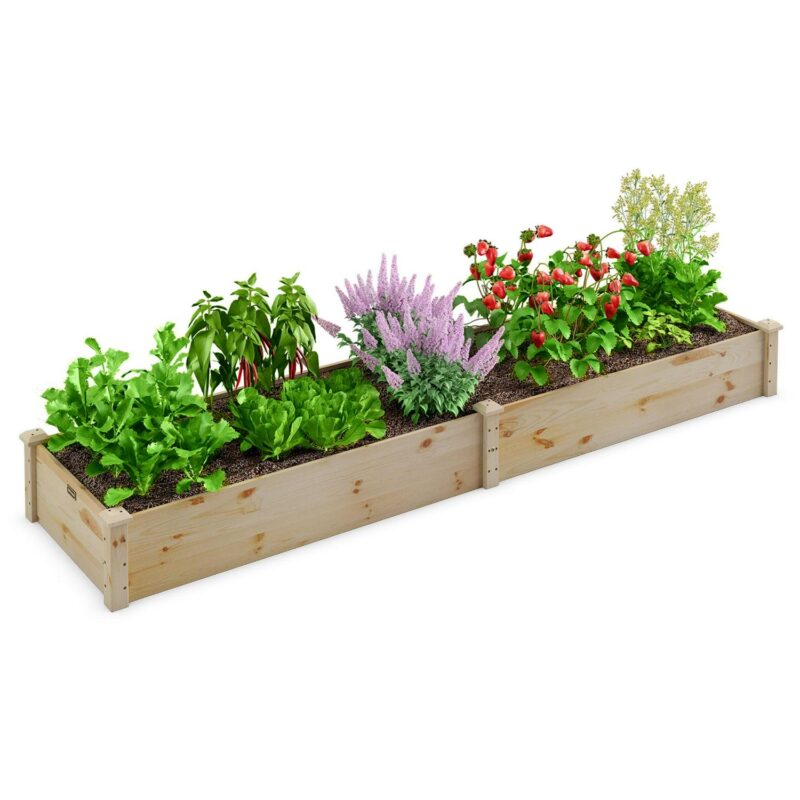 Costway Wooden Raised Garden Bed Outdoor Wood Planter Box for Vegetables Flowers Fruit - Image 9
