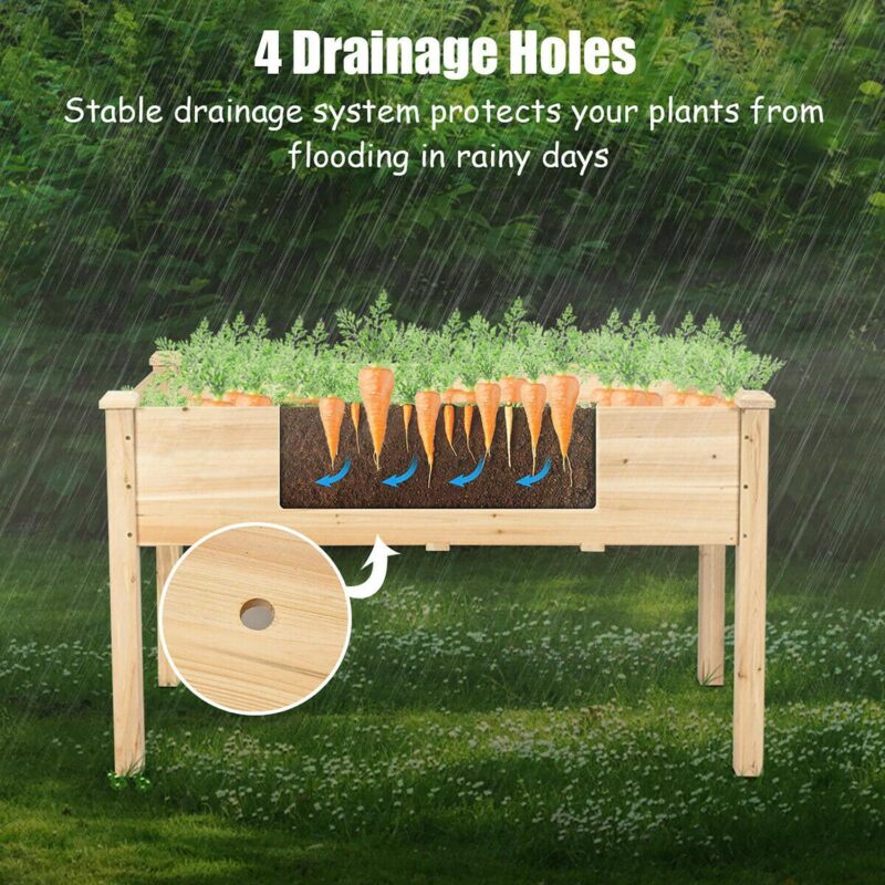 Costway Wooden Raised Vegetable Garden Bed Elevated Grow Vegetable Planter Natural - Image 6