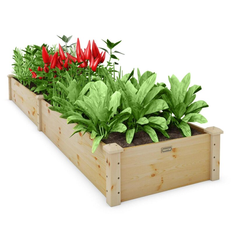 Costway Wooden Raised Garden Bed Outdoor Wood Planter Box for Vegetables Flowers Fruit
