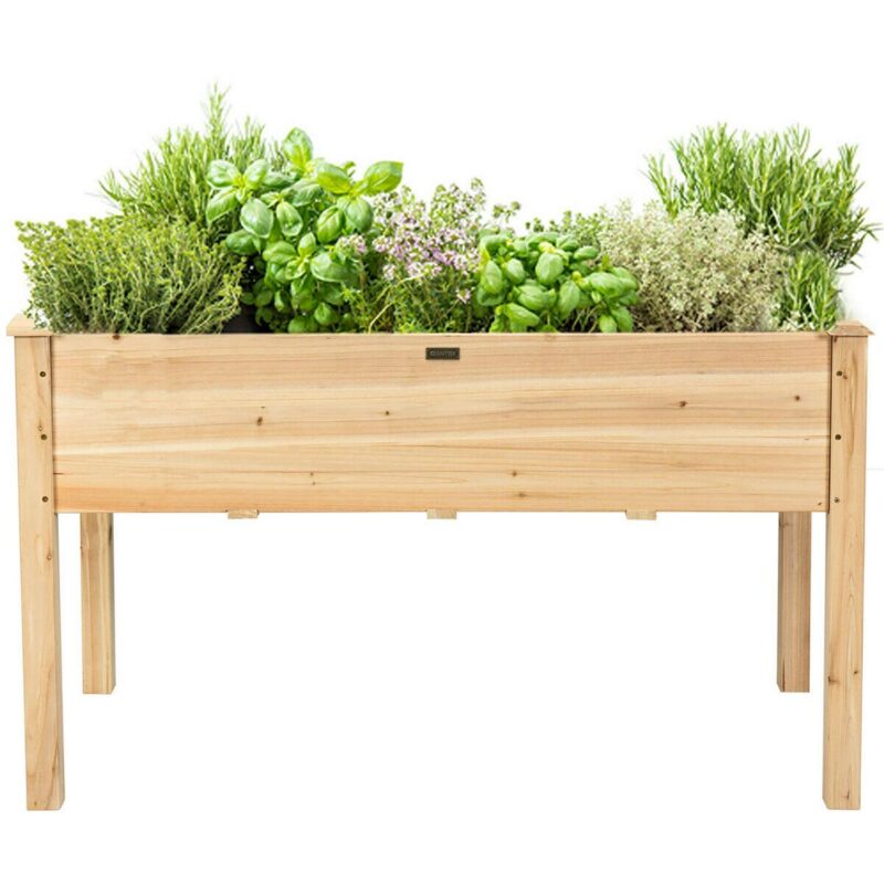 Costway Wooden Raised Vegetable Garden Bed Elevated Grow Vegetable Planter Natural - Image 8