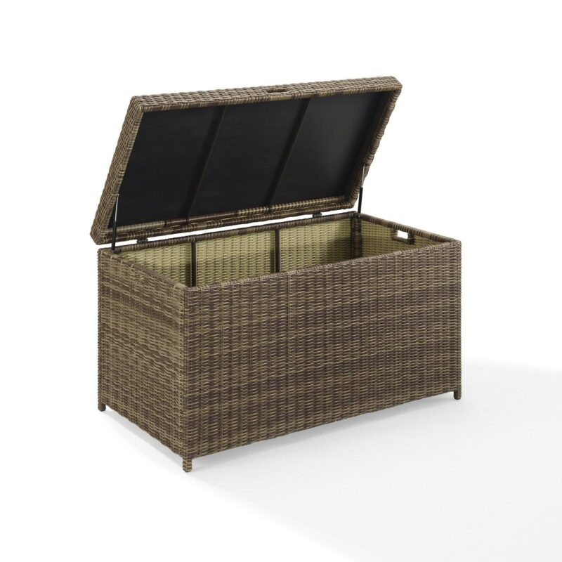 Crosley Furniture Bradenton Wicker / Rattan Patio Deck Box in Weathered Brown - Image 3