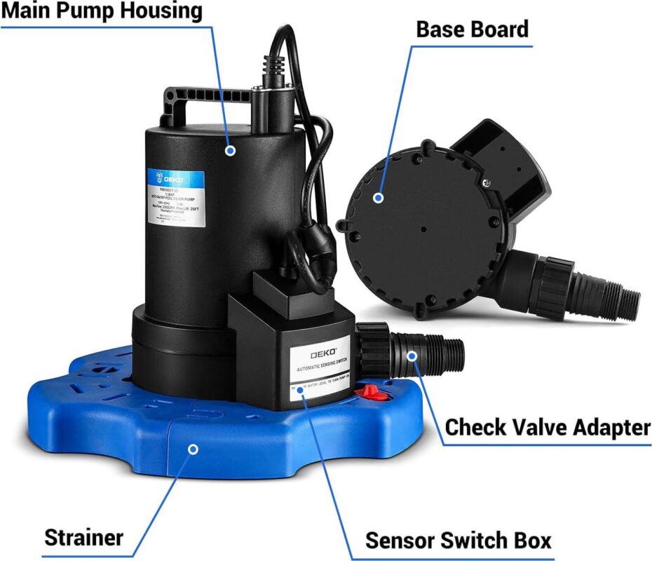 DEKO 1/4 HP 3000GPH Pond and Pool Pump Submersible Automatic Pool Cover Pump with Automatic On-Off Switch - Image 2