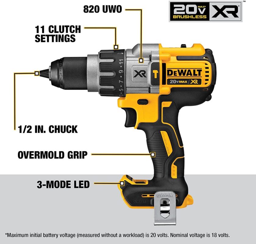 DEWALT 20V MAX XR Hammer Drill Brushless 3-Speed Tool Only (DCD996B)