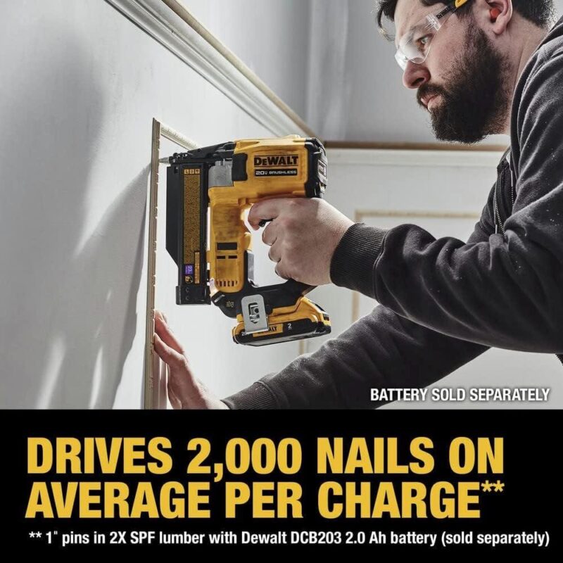 DEWALT ATOMIC Compact Seriesa c 20V MAX* Brushless Cordless 23 Ga. Pin Nailer (Tool Only) (DCN623B) - Image 4