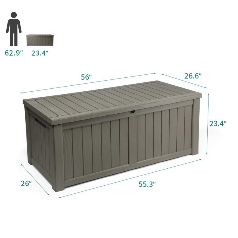 DWVO Outdoor Storage Deck Box Backyard Patio Big Container Box Weatherproof Brown - Image 2