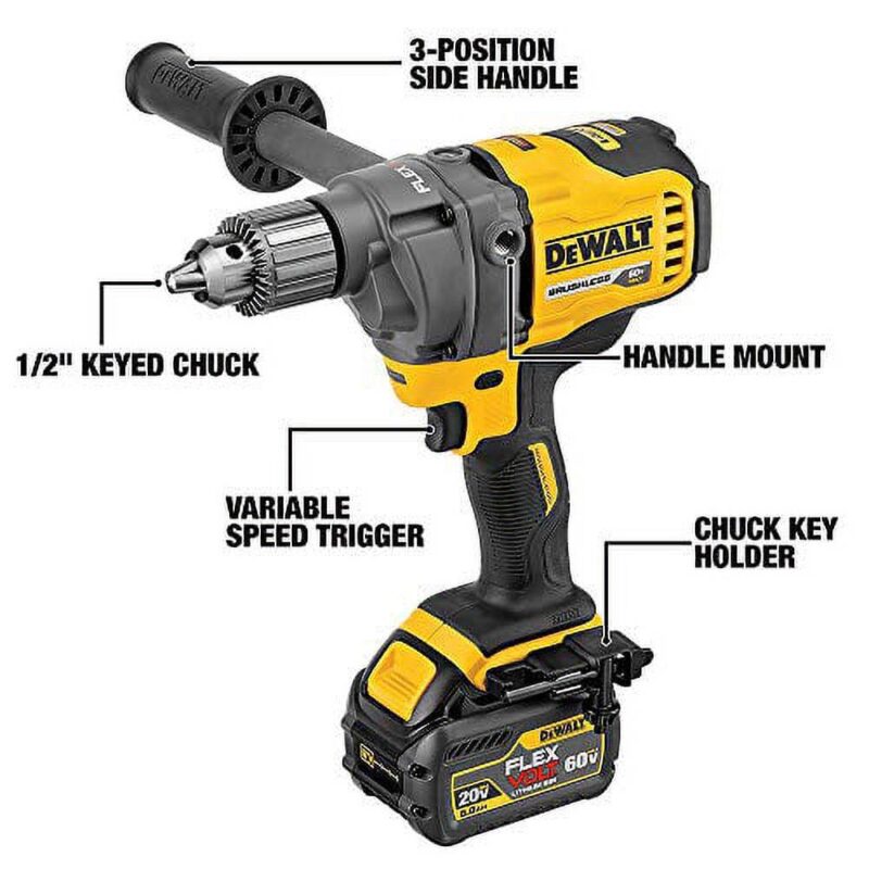 DeWalt DCD130B 60V MAX Mixer/Drill with E-Clutch System (Tool Only) - Image 5
