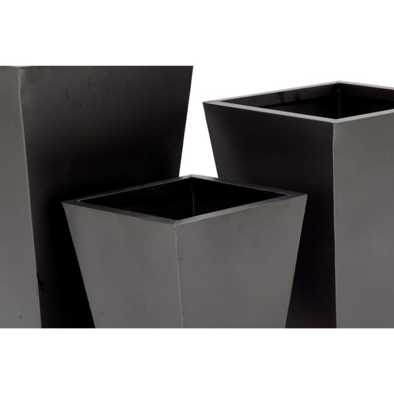 DecMode 17 , 21 , 25 H Light Weight Minimalistic Dark Gray Metal Geometric Planter with Tapered Base (3 Count) - Image 6