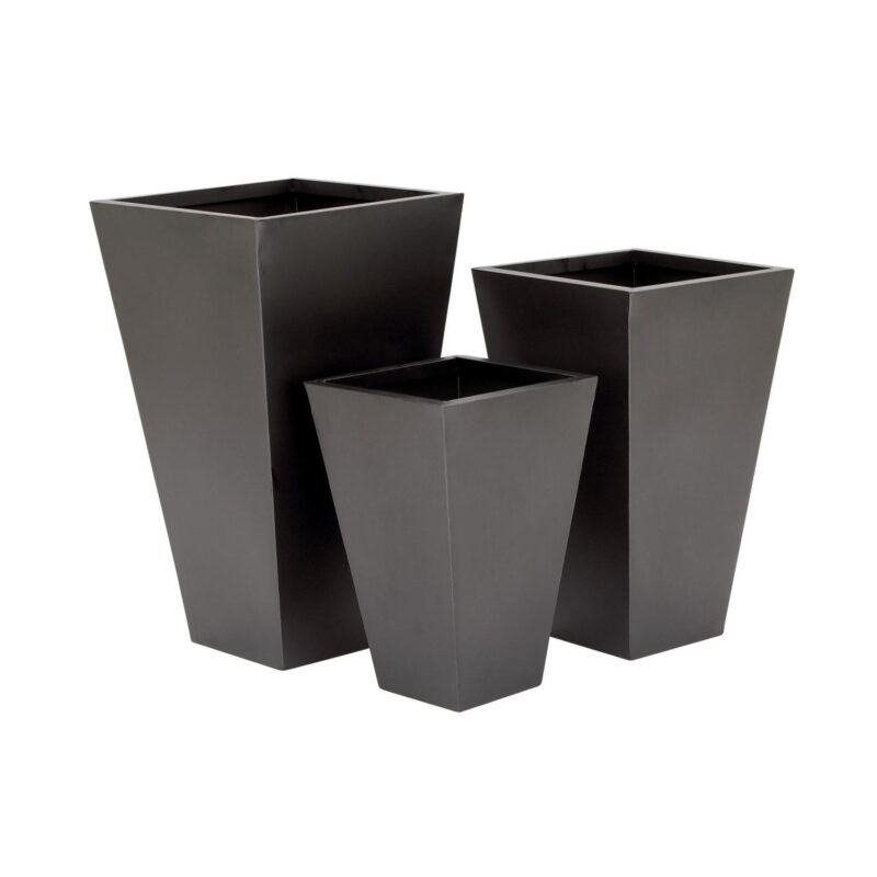 DecMode 17 , 21 , 25 H Light Weight Minimalistic Dark Gray Metal Geometric Planter with Tapered Base (3 Count) - Image 5