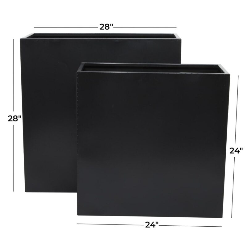 DecMode 28 , 24 H Black Metal Planter (2 Count) - Image 3