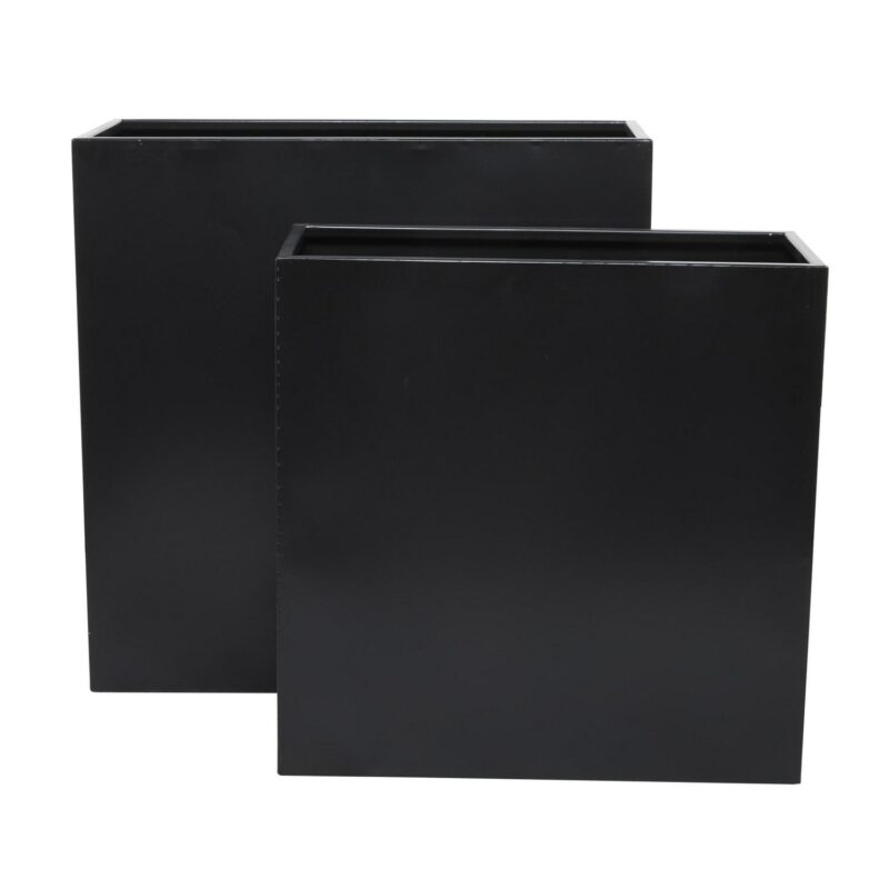 DecMode 28 , 24 H Black Metal Planter (2 Count)