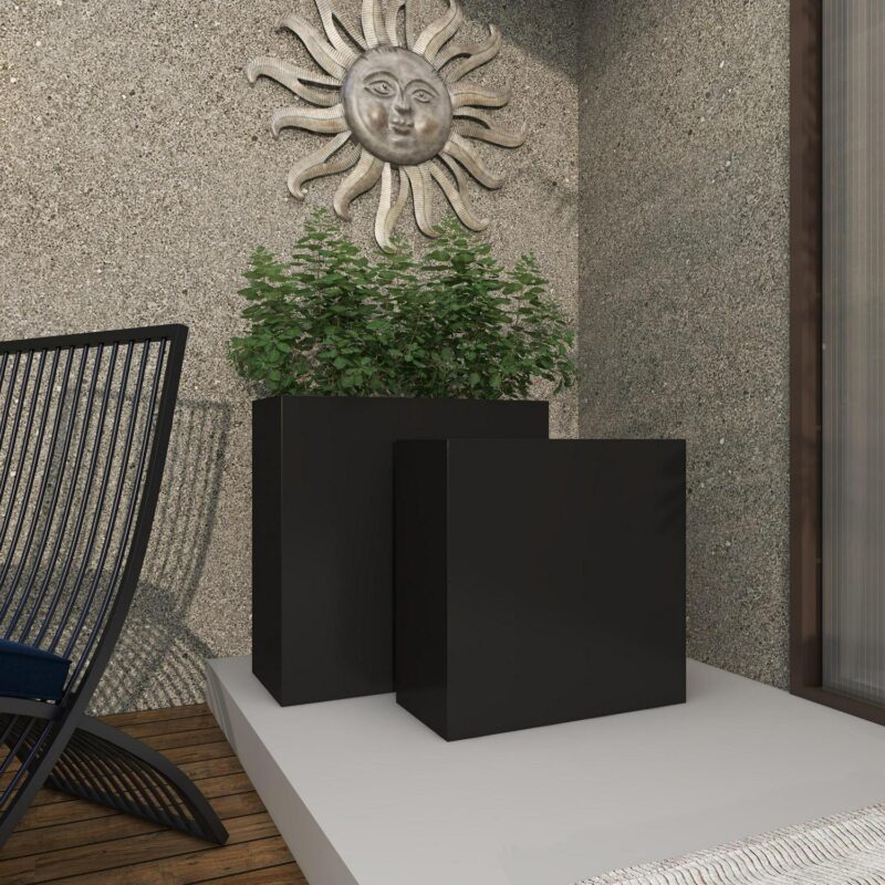 DecMode 28 , 24 H Black Metal Planter (2 Count) - Image 10