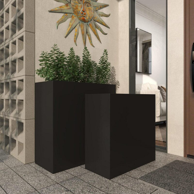 DecMode 28 , 24 H Black Metal Planter (2 Count) - Image 11