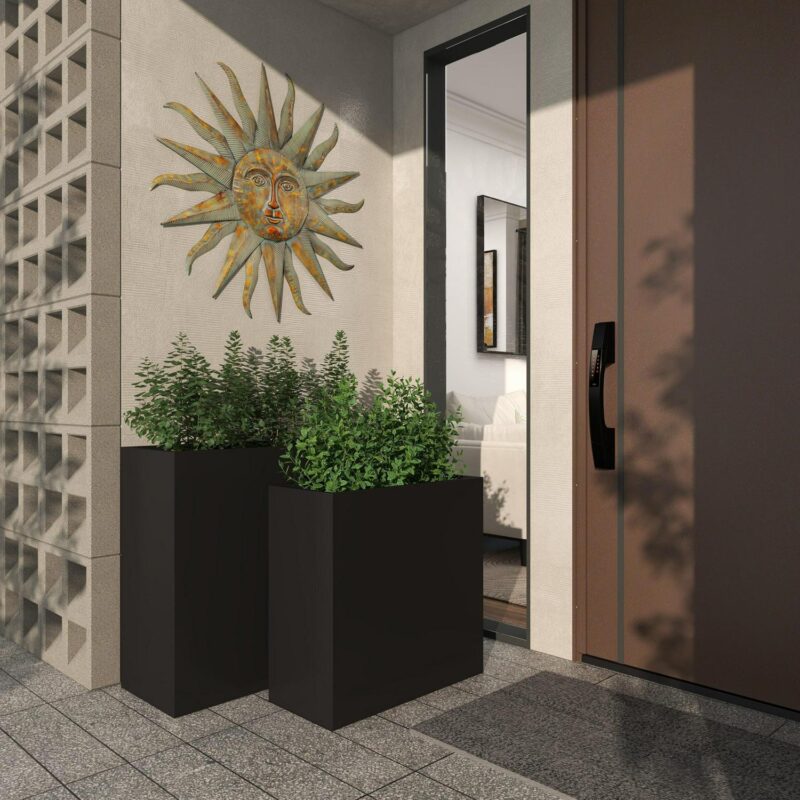 DecMode 28 , 24 H Black Metal Planter (2 Count) - Image 13